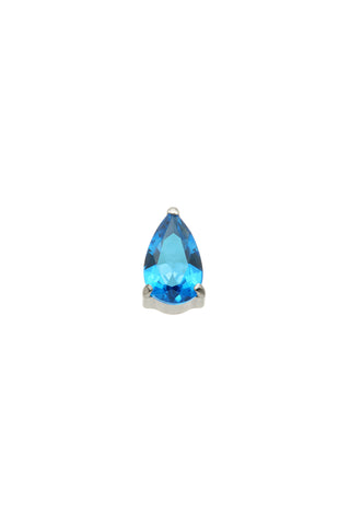 Titanium Threadless London Blue Topaz Tear Drop Flat Back Stud