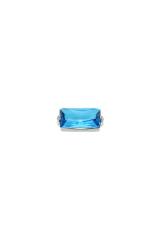 Titanium Threadless London Blue Topaz Baguette Flat Back Stud
