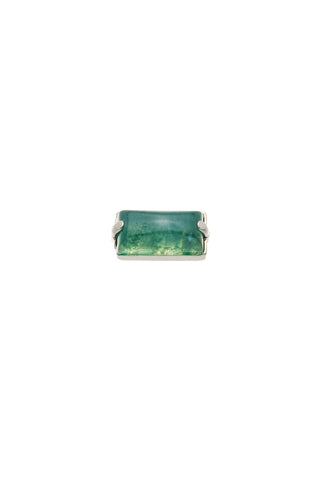 Titanium Moss Agate Baguette Flat Back Stud