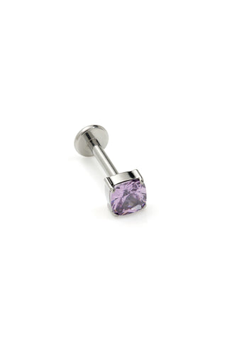 Titanium Amethyst Cushion Cut Flat Back Stud