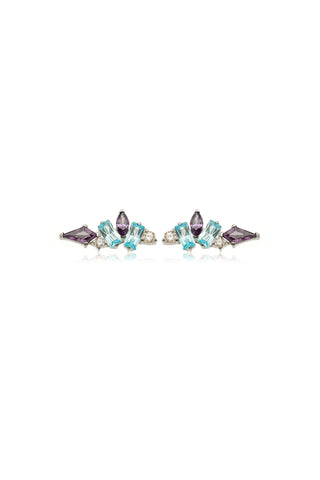 Faye Platinum Titanium Amethyst Gem Cluster Flat Back Studs