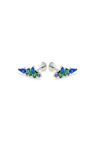 Faye Platinum Titanium Tanzanite Gem Cluster Flat Back Studs