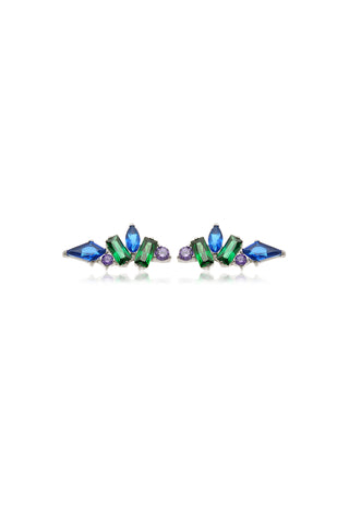 Faye Platinum Titanium Tanzanite Gem Cluster Flat Back Studs