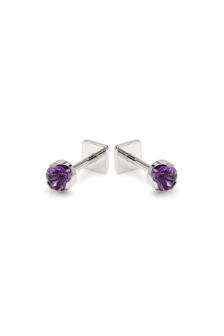 Kira Platinum Titanium Amethyst Flat Back Studs