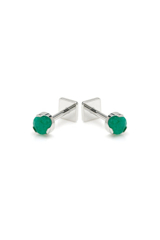 Kira Platinum Titanium Green Agate Flat Back Studs