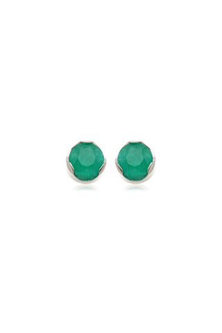 Kira Platinum Titanium Green Agate Flat Back Studs