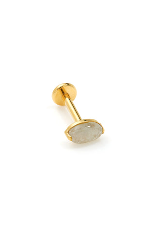 Gold Titanium Labradorite Oval Flat Back Stud