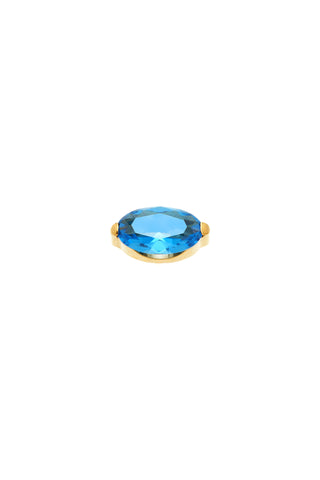 Gold Titanium London Blue Topaz Oval Flat Back Stud