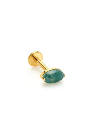 Gold Titanium Moss Agate Oval Flat Back Stud