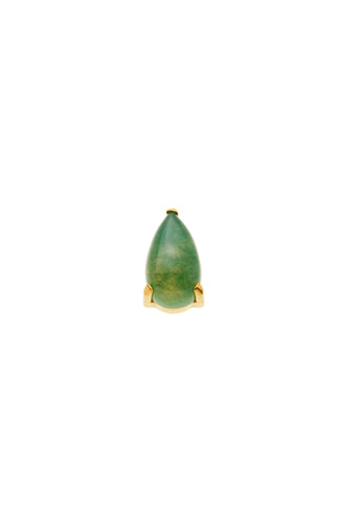 Gold Titanium Moss Agate Tear Drop Flat Back Stud