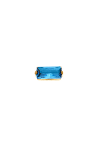 Gold Titanium London Blue Topaz Baguette Flat Back Stud