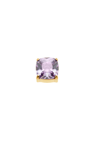 Gold Titanium Amethyst Cushion Cut Flat Back Stud