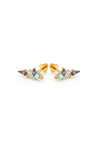 Faye Gold Titanium Amethyst Gem Cluster Flat Back Studs