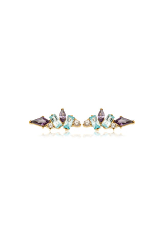 Faye Gold Titanium Amethyst Gem Cluster Flat Back Studs
