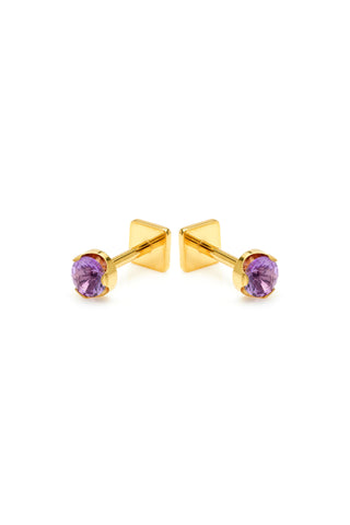 Kira Gold Titanium Amethyst Flat Back Studs