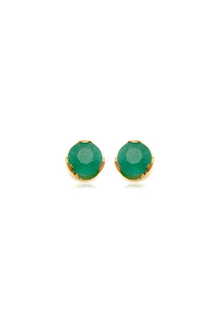 Kira Gold Titanium Green Agate Flat Back Studs