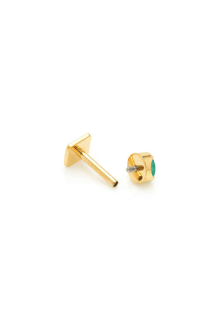 Kira Gold Titanium Green Agate Flat Back Studs