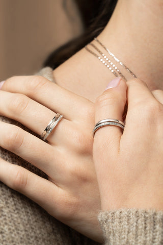 Platinum Titanium Jewelled Stacking Ring