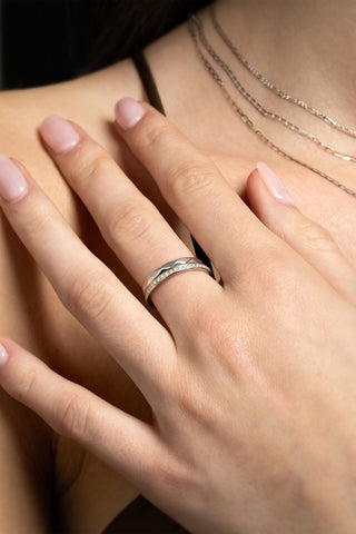 Platinum Titanium Faceted Stacking Ring