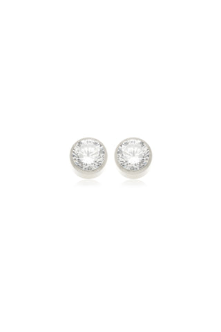 Platinum Titanium Moissanite Bezel Gem Stud Earrings