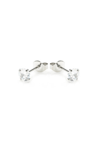 Platinum Titanium Moissanite Prong-Set Jewelled Stud Earrings