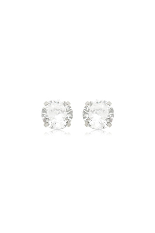 Platinum Titanium Moissanite Prong-Set Jewelled Stud Earrings
