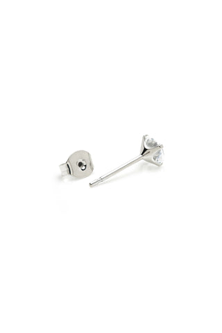 Platinum Titanium Moissanite Prong-Set Jewelled Stud Earrings