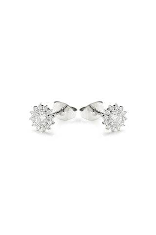 Platinum Titanium Jewelled Flower Stud Earrings