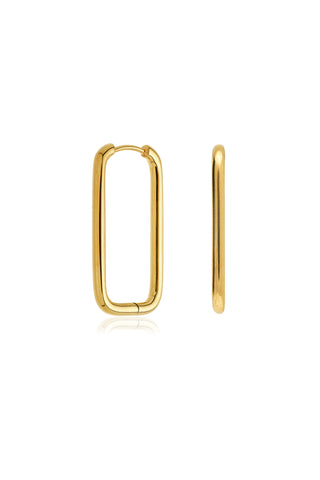 Gold Titanium Rectangle Hoop Earrings