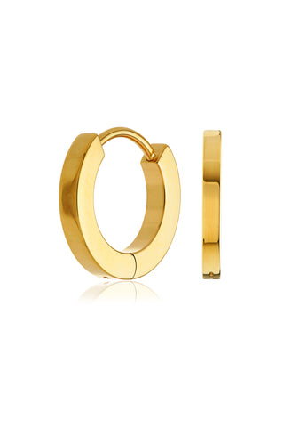 Leah Gold Titanium Plain Hoop Earrings
