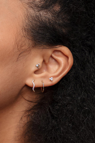 Rina Gold Titanium Wave Pavé Hoop Earrings