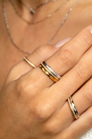 Gold Titanium Jewelled Stacking Ring