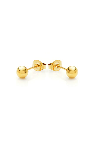 Gold Titanium Plain Ball Stud Earrings