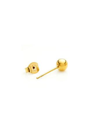 Gold Titanium Plain Ball Stud Earrings