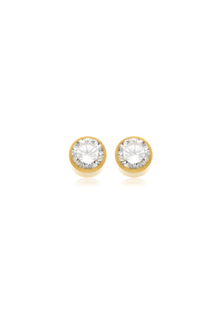 Gold Titanium Moissanite Bezel Gem Stud Earrings