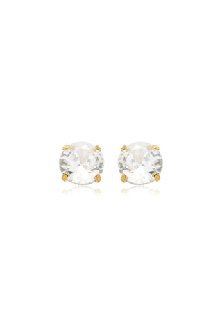 Gold Titanium Moissanite Prong-Set Jewelled Stud Earrings