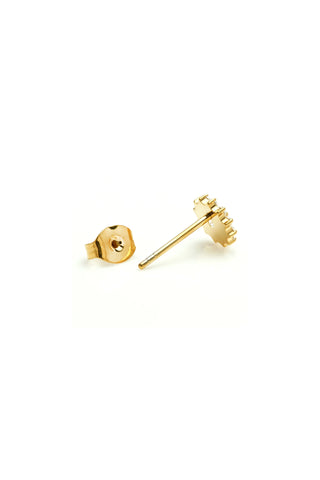 Gold Titanium Jewelled Flower Stud Earrings