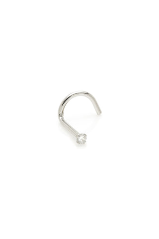 Solid 14ct Gold Diamond Nose Stud - White Gold