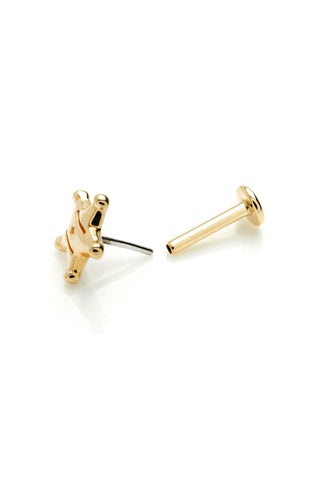 Solid 14ct Gold Threadless Sheriff's Badge Flat Back Stud