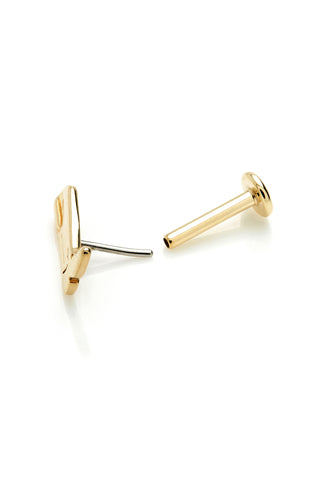 Solid 14ct Gold Threadless Cowboy Boot Flat Back Stud