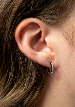 Cara Black Titanium Pavé Hoop Earrings