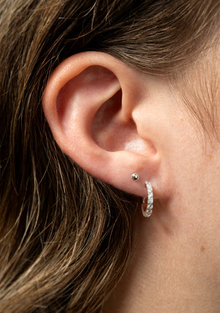 Cara Platinum Titanium Pavé Hoop Earrings