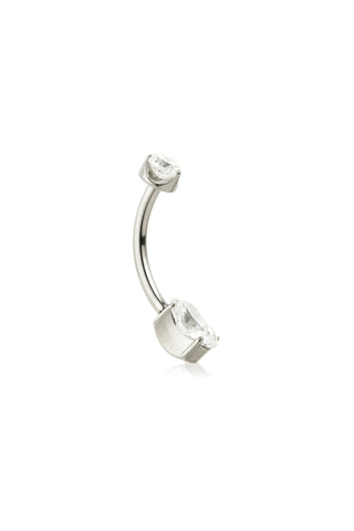 Titanium Jewelled Oval Navel Bar - Highly Polished Titanium