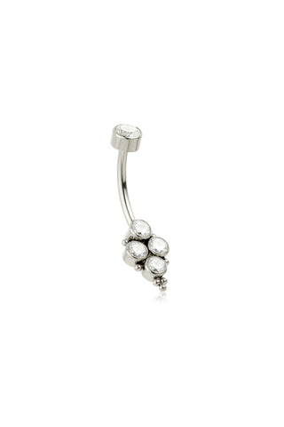 Titanium Jewelled Internal Multi Bezel Bead Navel Bar - Highly Polished Titanium