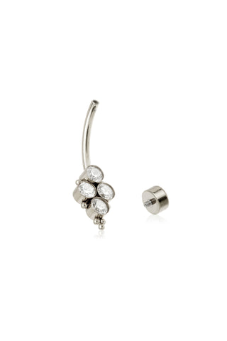 Titanium Jewelled Internal Multi Bezel Bead Navel Bar - Highly Polished Titanium