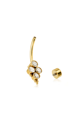 Zircon Gold Titanium Jewelled Internal Multi Bezel Bead Navel Bar - Zircon Gold PVD