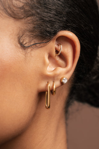 Gold Titanium Rectangle Hoop Earrings