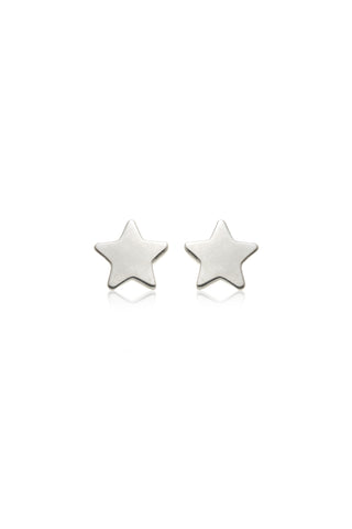 BFF 14ct White Gold Star with Titanium Flat Back Studs (Pair)