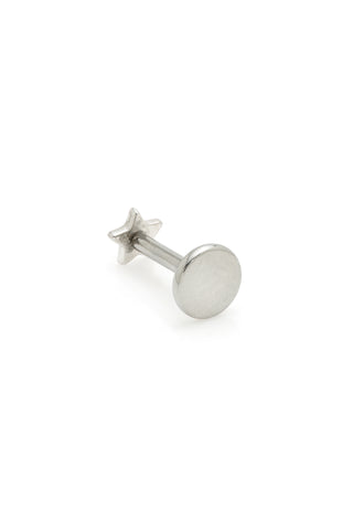 BFF 14ct White Gold Star with Titanium Flat Back Studs (Pair)