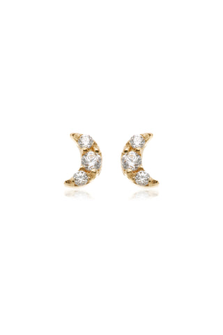 BFF 14ct Gold Crystal Moon with Gold Titanium Flat Back Studs (Pair)